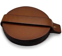 Brute Strength - sous-Verres en Cuir Pleine Fleur - Cognac - Rond - 6 pcs - sous-Verre Rond pour Verre - sous-Verres pour Boissons - Comprend Un Support