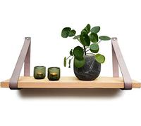 Brute Strength - Supports d'étagères en Cuir - Gris Clair - 4 pièces Supports muraux - Sangles d'étagères - Cuir Pleine Fleur