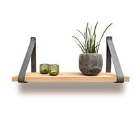 Brute Strength - Supports d'étagères en Cuir - Gris foncé - 2 pièces Supports muraux - Sangles d'étagères - Cuir Pleine Fleur