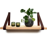 Brute Strength - Supports d'étagères en cuir - Marron - 2 pièces Supports muraux - Sangles d'étagères - Cuir pleine fleur