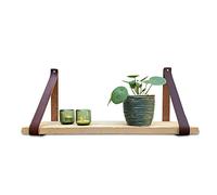 Brute Strength - Supports d'étagères en cuir - Marron - 6 pièces Supports muraux - Sangles d'étagères - Cuir pleine fleur