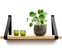 Brute Strength - Supports d'étagères en cuir - Noir - 6 pièces - Lanière en cuir - Support mural - Sangles d'étagères - Cuir de vachette pleine fleur"souple