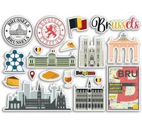 Bruxelles 79133 Lot d'autocollants en vinyle pour bagages ou ordinateur portable Format A5