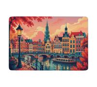 Bruxelles cityscape Tapis à Poils Courts 150 x 100 cm, Doux et Antidérapant | Tapis intérieur doux : ajoute une touche douce et décorative; avec entretien facile à la main; près du lit ou du canapé