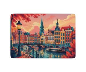 Bruxelles cityscape Tapis à Poils Courts 150 x 100 cm, Doux et Antidérapant | Tapis intérieur doux : ajoute une touche douce et décorative; avec entretien facile à la main; près du lit ou du canapé
