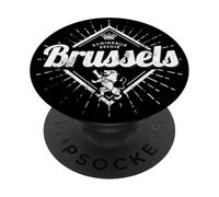 Bruxelles Europe Capitale Belgique Rétro Lion Vintage PopSockets PopGrip Adhésif