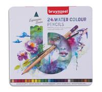 bruynzeel Crayons de couleur aquarelle Expression étui métallique de 24 pièces