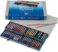 BRUYNZEEL Design Crayons d'aquarelle professionnels Set de 48 + Pinceau | Crayons pour artistes solubles dans l'eau pour le dessin, le coloriage et la peinture