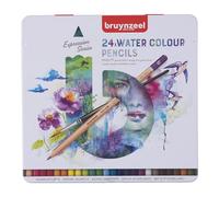 bruynzeel Crayons de couleur aquarelle Expression étui métallique de 24 pièces