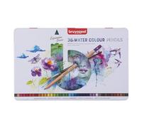 BRUYNZEEL Expression Crayons de couleur aquarellables set de 36 + pinceau| Crayons solubles à l'eau pour adultes, Bullet Journaling