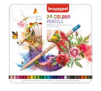 Bruynzeel Crayons de couleur Expression - 24 crayons, boîte en étain pour dessin & Bullet Journaling