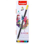 BRUYNZEEL Crayons de couleur Expression – teintes fluo – boîte métallique de 6