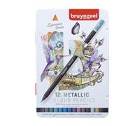Bruynzeel Expression Crayons De Couleur Teintes Métalliques, Boîte Métallique De 12