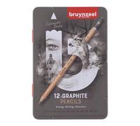 BRUYNZEEL Expression Set de 12 crayons graphites dans une boîte en étain | 2H - 9B Crayons pour dessiner et esquisser
