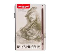 BRUYNZEEL & Rijksmuseum Set de 12 crayons graphites professionnels dans une boîte en étain pour dessiner et esquisser | Rembrandt van Rijn