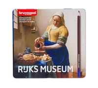 BRUYNZEEL & Rijksmuseum Set de 24 crayons de couleur professionnels dans une boîte en étain pour le dessin et le coloriage | Johannes Vermeer