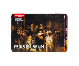 BRUYNZEEL & Rijksmuseum Set de 50 crayons de couleur professionnels dans une boîte en fer-blanc pour le dessin et le coloriage | Rembrandt van Rijn