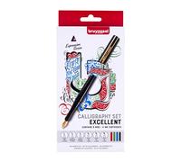 Bruynzeel Set De Calligraphie Excellent | Calligraphie Pour Débutants | Set De Stylo Plume Avec 4 Plumes, 3 Cartouches d'Encre Et Convertisseur d'Encre + Instructions