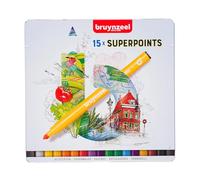 Bruynzeel Super Pointe Marqueur Pointe Feutre Set de 15 couleurs | Feutres pour le dessin, les livres de coloriage pour adultes, Bullet Journaling