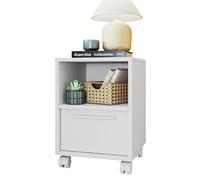 BRV Chevet Blanc 1 Porte 2 Niches Blanc sur roulettes