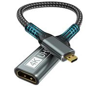 BRV Explorer Micro HDMI vers HDMI 4K@60Hz, Adaptateur Micro HDMI Mâle vers HDM-I Femelle, Ethernet 3D Arc HDR Adaptateur HDM-I Compatible avec Raspberry Pi 5/4, Hero, Caméras, Yoga