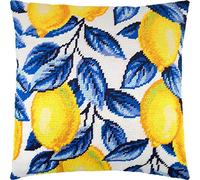 Brvsk Citrons. Kit de broderie avec toile de tapisserie imprimée (40 × 40 cm) - Kit de coussins à l'aiguille pour une décoration créative de la maison - Kit de couture pour adultes débutants