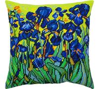 Brvsk Iris. Kit de broderie avec toile de tapisserie imprimée (40 × 40 cm) - Kit de coussins à l'aiguille pour une décoration créative de la maison - Kit de couture pour adultes débutants