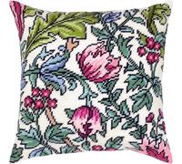 Brvsk Kit de broderie florale pour adultes et débutants - Derwent par John Henry Dearle 40,6 x 40,6 cm avec motif imprimé clair et précis sur toile de coton; comprend 2 aiguilles, fil et tableau