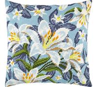 Brvsk Lys blancs. Kit de broderie avec toile de tapisserie imprimée (40 × 40 cm) - Kit de coussins à l'aiguille pour une décoration créative de la maison - Kit de couture pour adultes débutants