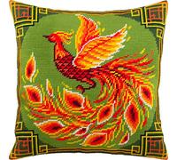 Brvsk Oiseau chinois. Kit de broderie avec toile de tapisserie imprimée (40 × 40 cm) - Kit de coussins à l'aiguille pour une décoration créative de la maison - Kit de couture pour adultes débutants