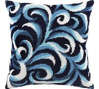 Brvsk Swirls. Kit point de croix estampé Coussin décoratif 40,6 x 40,6 cm Toile de tapisserie imprimée Qualité européenne