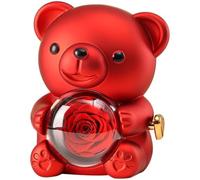 Brxmpn Boîte À Bague Rose Éternelle avec Motif Ours - Boîte À Bijoux Créative pour Saint-Valentin, Un Anniversaire De Mariage Ou Tout Autre Cadeau