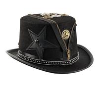 Brxmpn Chapeau Haut-de-Forme Steampunk À Fermeture Éclair Engrenages, Style Magicien Vintage, Idéal pour Halloween, Cabaret, Cosplay Autres Fêtes. Accessoires De Déguisement.
