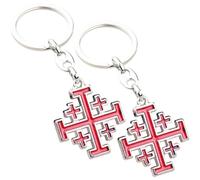 Brxmpn Lot De 2 Porte-clés Croix De Jérusalem, Breloques Religieuses pour Clés À Main, Décoration pour Clés À Main.