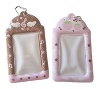 Brxmpn Lot De 2 Porte-photocards avec Porte-clés, Étui De Protection Cadre D'affichage pour Badge D'identité, Carte De Crédit Ou Titre De Transport.