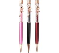 Brxmpn Lot De 3 Stylos À Bille Rétractables en Métal, Ornés De Fleurs, Parfaits pour Noël, Un Mariage, Un Anniversaire Ou Cadeaux D'invités.