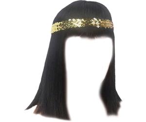 Brxmpn Perruque Cléopâtre Noire, Courts Raides, Perruque Noire Au Carré, Perruque Égyptienne, Convient Aux Adultes, Perruques De Fête d'halloween De Cosplay pour Déguisements
