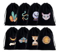 Brxmpn Pochette De Rangement pour Cartes De Tarot (Lot De 8), Pochette À Cordon pour Cristaux, Dés, Pierres, Boucles d'oreilles, Colliers, Collection pour Passionnés De Magie