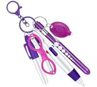 Brxmpn Porte-clés Multifonction 6 en 1 pour Infirmière avec Stylo À Bille Rétractable, Lampe De Poche, Ciseaux Pliables, Stylo À Bille Marqueur Permanent