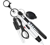 Brxmpn Porte-clés Multifonction 6 en 1 pour Infirmière avec Stylo À Bille Rétractable, Lampe De Poche, Ciseaux Pliables, Stylo À Bille Marqueur Permanent