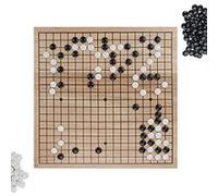 Brybelly Go Set 11.5 Natural Wood Board Complete Set Stones - Compact Board Travel Small Spaces G