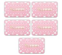 Brybelly Lot de 5 plaques de poker dénominées 7,6 x 4,4 cm (rose $5000)