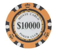 Brybelly Monte Carlo Premium Poker Chips Heavyweight 14-Gram Clay Composite â€“ Pack of 50 ($10,000 Orange)
