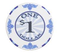 Brybelly Sabot de défilement Grade en céramique de Casino Poker Puce 10-Gram - Lot de 50, Homme Garçon Femme Mixte Adulte, 1 White