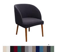 BRYER Housse De Chaise De Salle À Manger, Housses De Chaise De Salle À Manger en Demi-Cercle, Housse De Chaise Extensible avec Accoudoirs, Housses De Chaise De Salle À Manger Amovibles,Gris Foncé