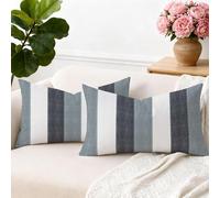 Brylleii Lot de 2 Housse de Coussin Rectangulaire 30x50 Gris Noir Moderne Housse Coussin Decoratif Canapé Rayures Blanc Taie d'oreiller Vintage Lin Decoration pour Jardin Extérieur Salon