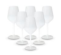 BRYNA - Set de 6 Pièces Verres à Vin 33 Cl en Polycarbonate (Plastique Rigide), 100% Design Italien, Verres Incassables, Verres à Vin Réutilisables et Lavables au Lave-Vaisselle, Blanc