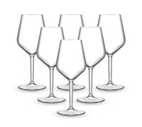 BRYNA - Set de 6 Pièces Verres à Vin 33 Cl en Polycarbonate (Plastique Rigide), 100% Design Italien, Verres Incassables, Verres à Vin Réutilisables et Lavables au Lave-Vaisselle, Transparent