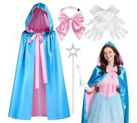 Bryndo Costume de fée marraine - Ensemble de costume de fée magique pour femme - Cape de fée - Accessoires avec gants, baguette magique et nœud papillon - Pour Halloween, fête, cosplay