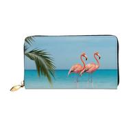 Bryptxztxt Flamingo in Water Portefeuille long pour femme - Grande capacité en cuir synthétique avec porte-cartes et fermeture éclair pour femmes et filles, 3D, Taille unique, Décontracté